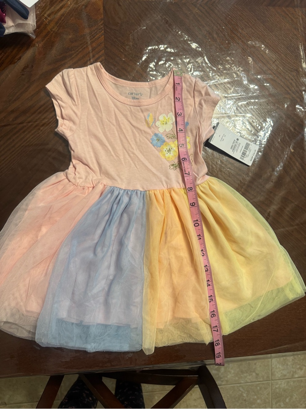 Carter's Pink Bodice Pastel Rainbow Tulle Skirt Dress